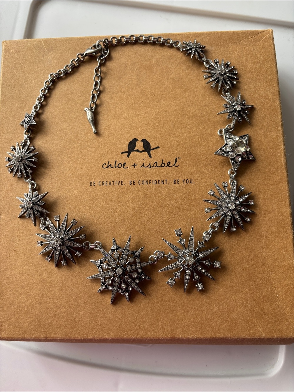 Chloe + Isabel Silver Starburst Crystal Statement Necklace